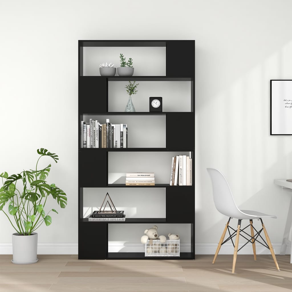 Bokhylle Svart Romdeler 100x24x188 cm