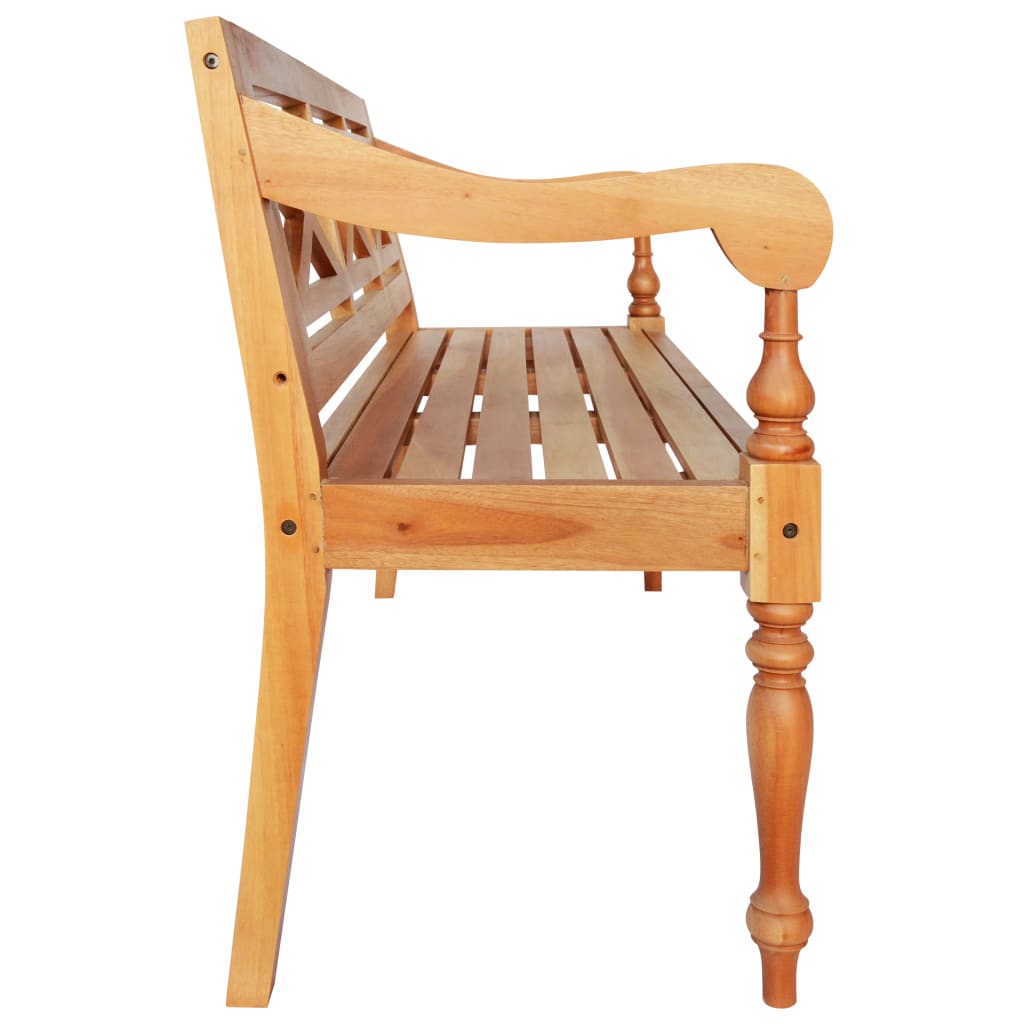 Hagebenk Tre Batavia-benk 123 cm heltre mahogni lysebrun