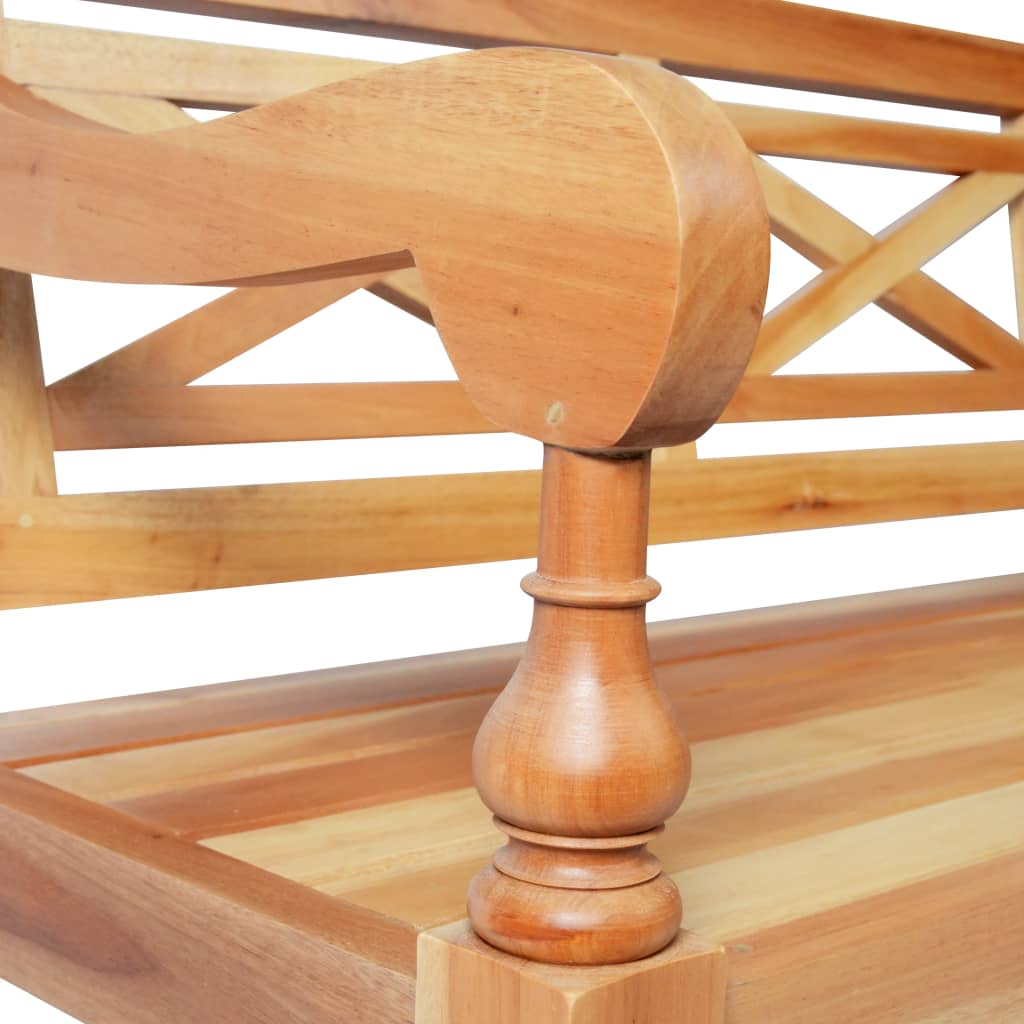 Hagebenk Tre Batavia-benk 123 cm heltre mahogni lysebrun