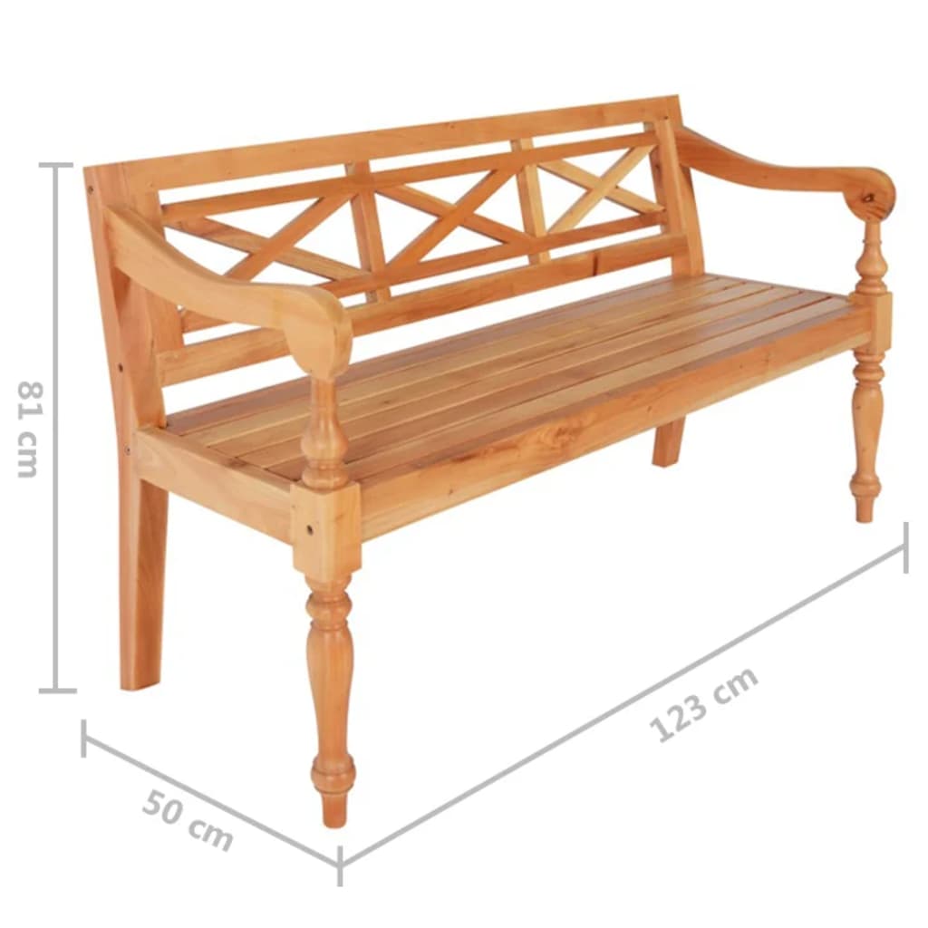 Hagebenk Tre Batavia-benk 123 cm heltre mahogni lysebrun