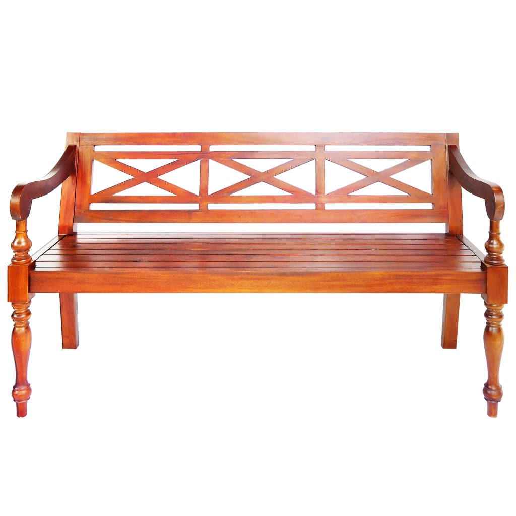 Hagebenk Tre Batavia-benk 123 cm heltre mahogni mørkebrun