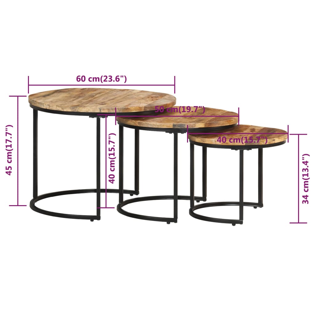 Stablebord 3 stk grovt mangotre