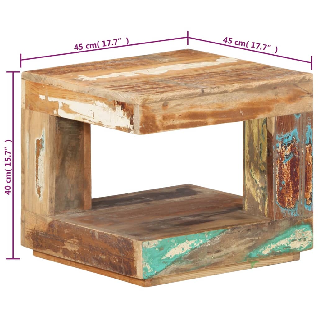 Salongbord Sofabord Tre Gjenvunnet Heltre 45x45x40 cm