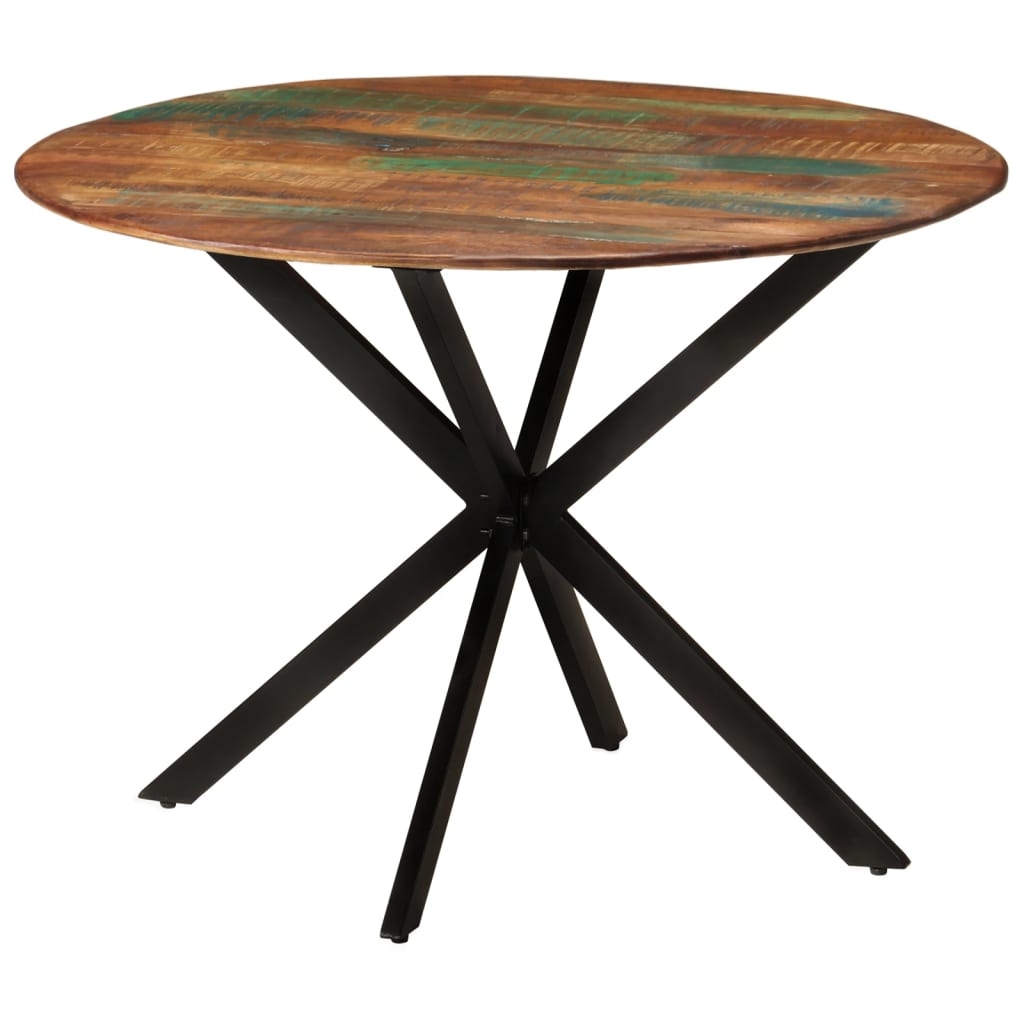 Spisebord Kjøkkenbord Tre Ø110x78 cm gjenvunnet heltre og stål