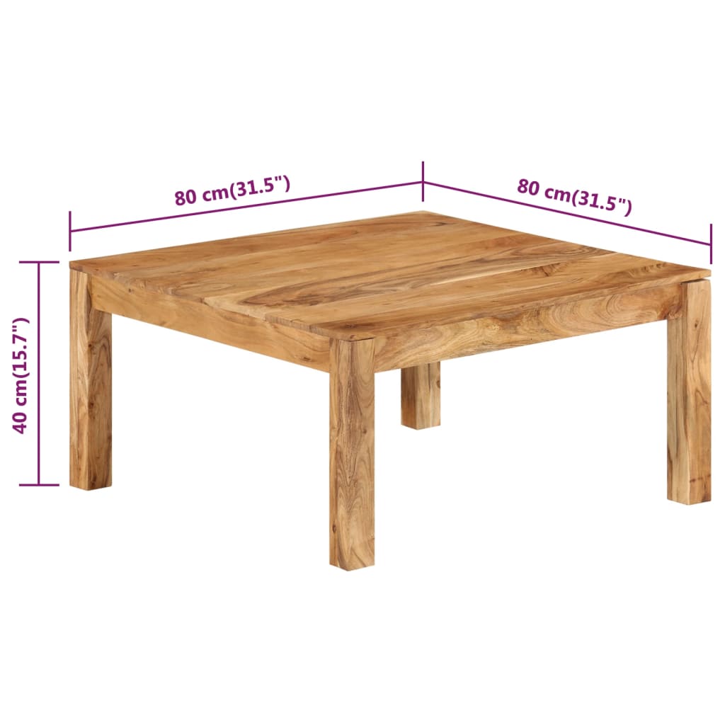 Salongbord Sofabord Tre heltre akasie 80x80x40 cm
