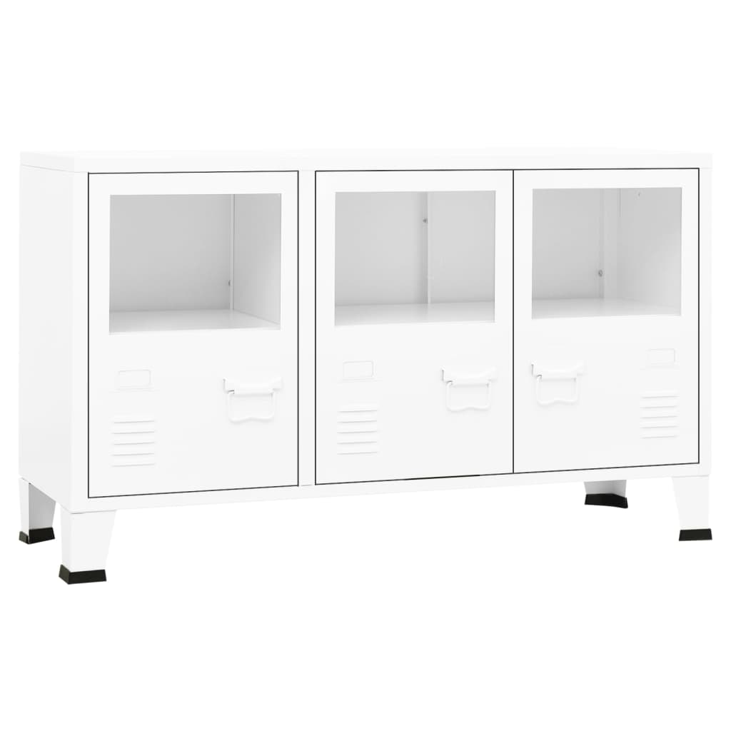 Skjenk Hvit 105x35x62 cm metall og glass