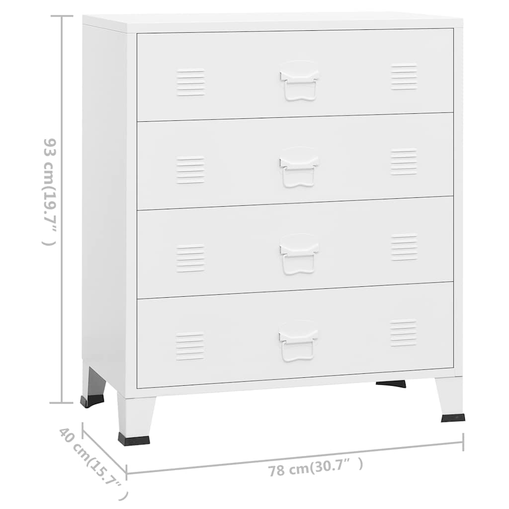 Kommode DIV. Hvit 78x40x93 cm metall