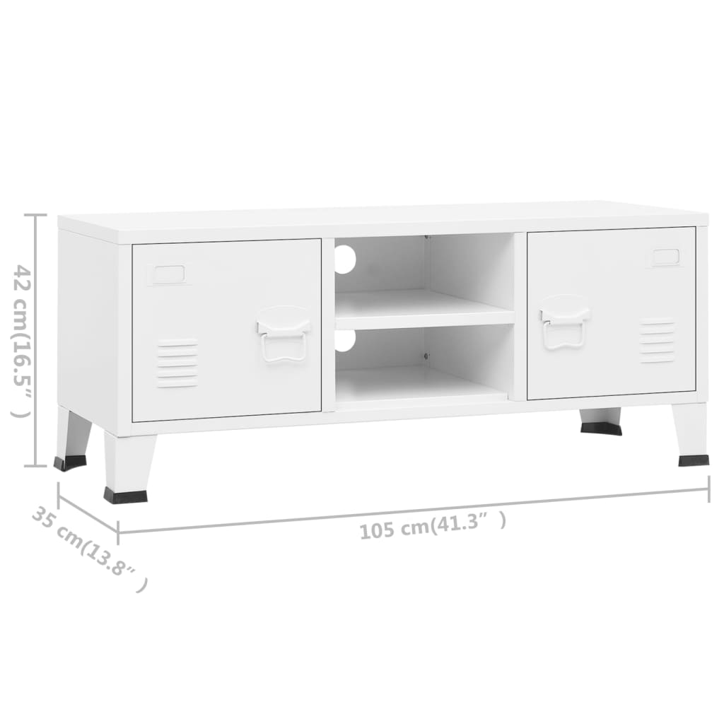 TV-Møbel Hvit TV-benk Industriell 105x35x42 cm metall