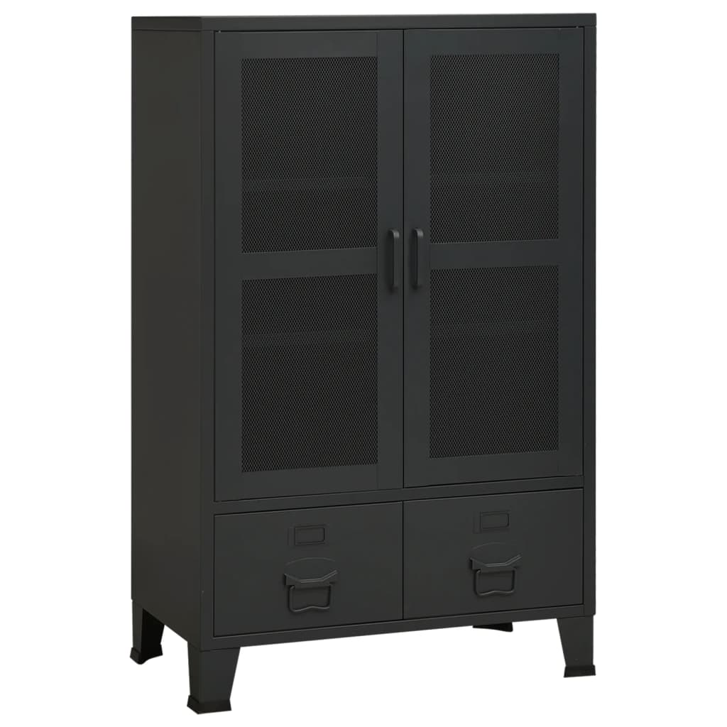 Oppbevaringskiste Industriell Svart 70x40x115 cm metall