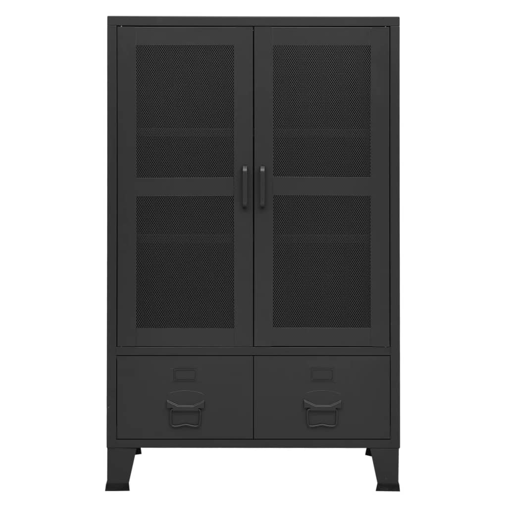 Oppbevaringskiste Industriell Svart 70x40x115 cm metall