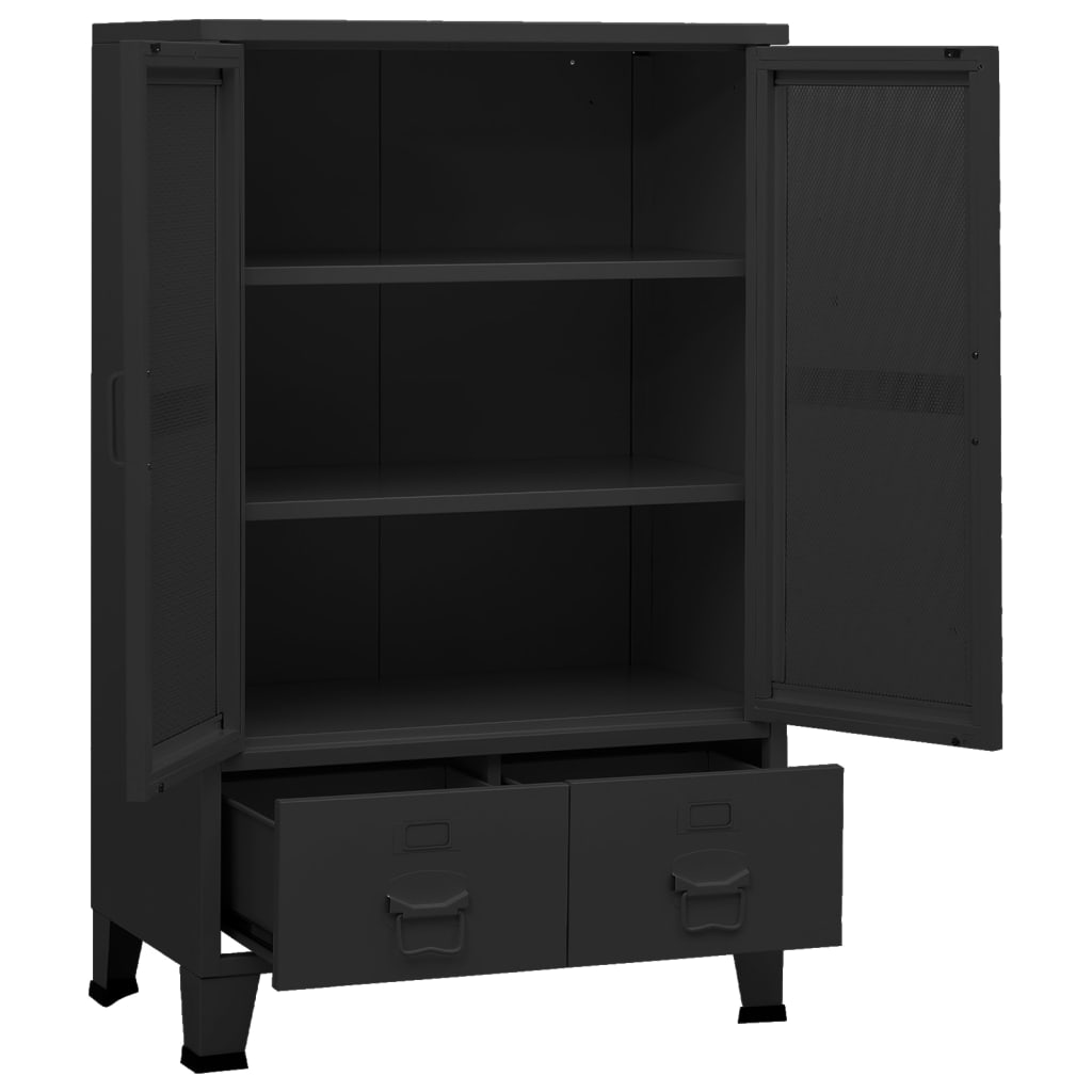 Oppbevaringskiste Industriell Svart 70x40x115 cm metall