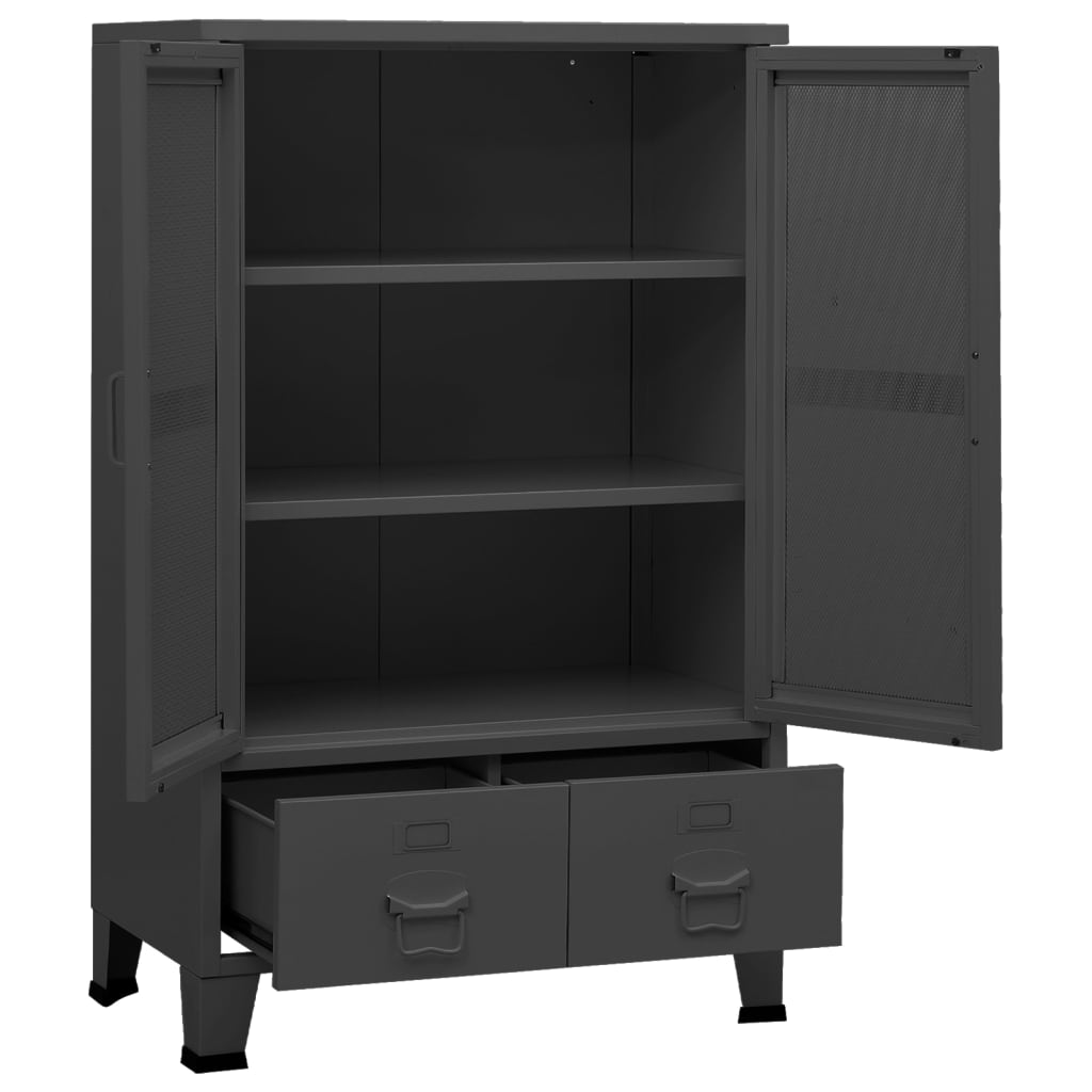 Oppbevaringskiste Industriell antrasitt 70x40x115 cm metall