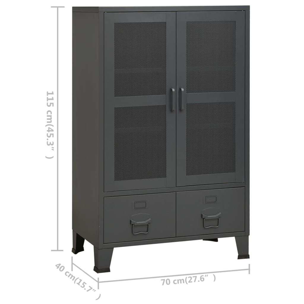 Oppbevaringskiste Industriell antrasitt 70x40x115 cm metall