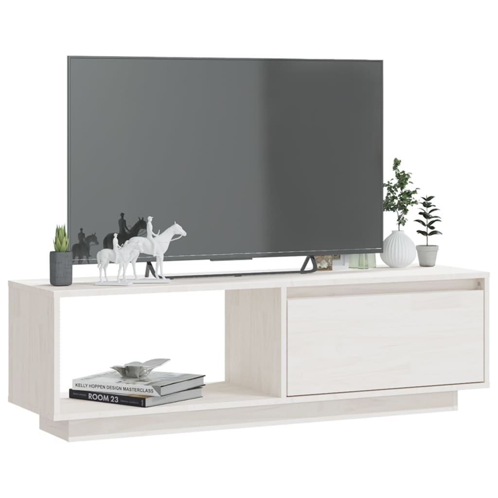 TV-Møbel Hvit Tv-benk 110x30x33,5 cm heltre furu
