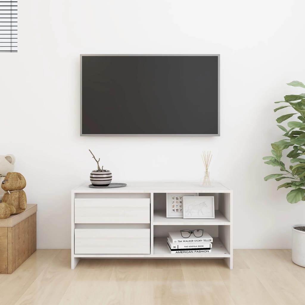 TV-Møbel Hvit Tv-benk 80x31x39 cm heltre furu