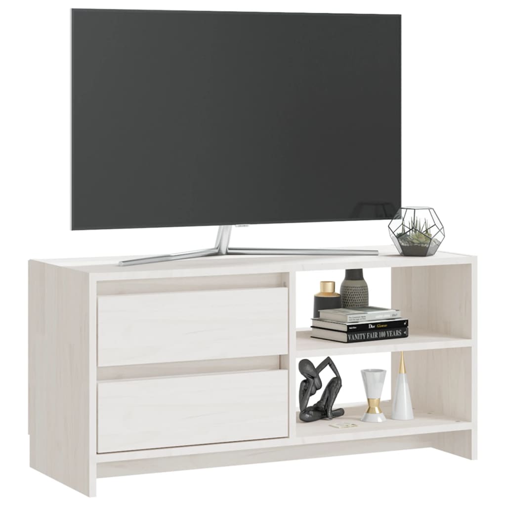 TV-Møbel Hvit Tv-benk 80x31x39 cm heltre furu