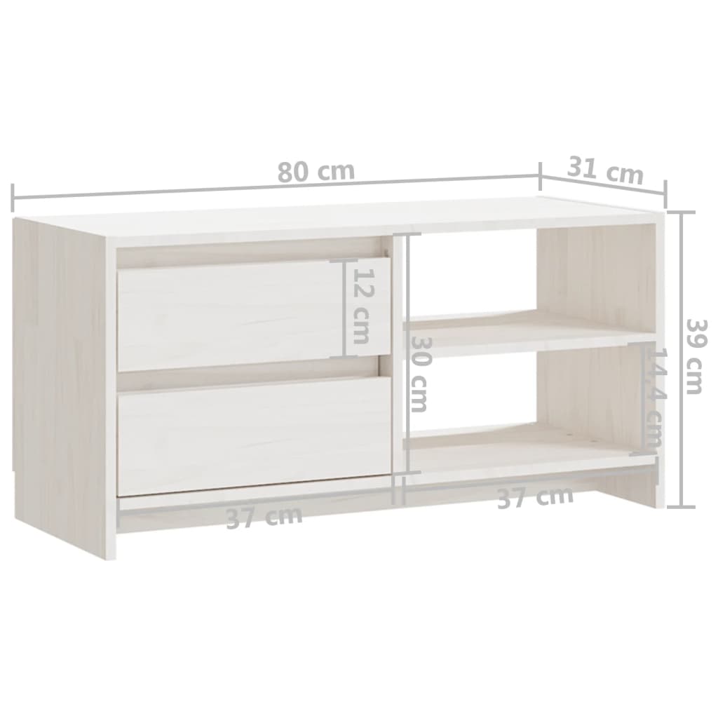 TV-Møbel Hvit Tv-benk 80x31x39 cm heltre furu