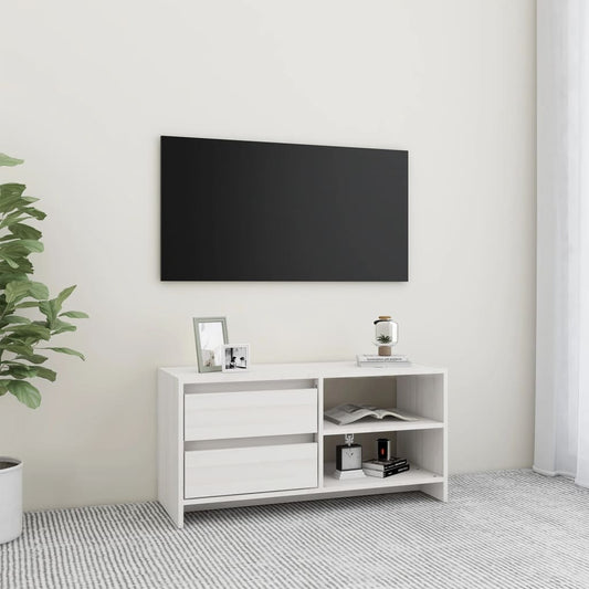 TV-Møbel Hvit Tv-benk 80x31x39 cm heltre furu