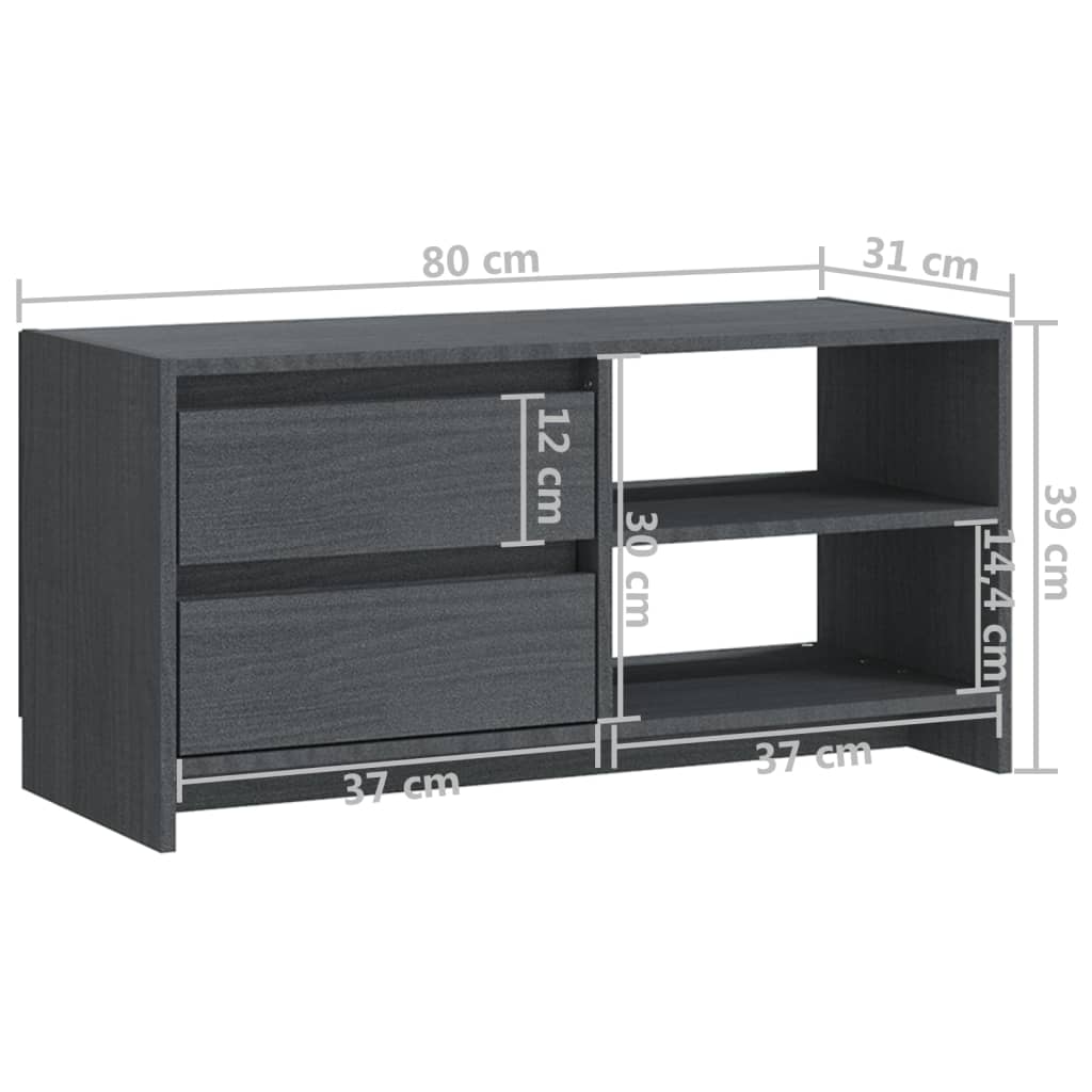 TV-Møbel Grå TV-benk 80x31x39 cm heltre furu