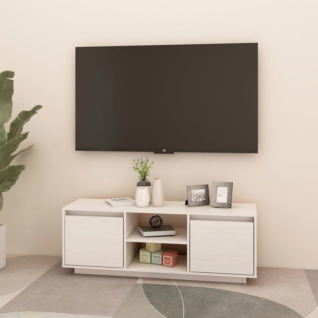 TV-Møbel Hvit Tv-benk 110x30x40 cm heltre furu