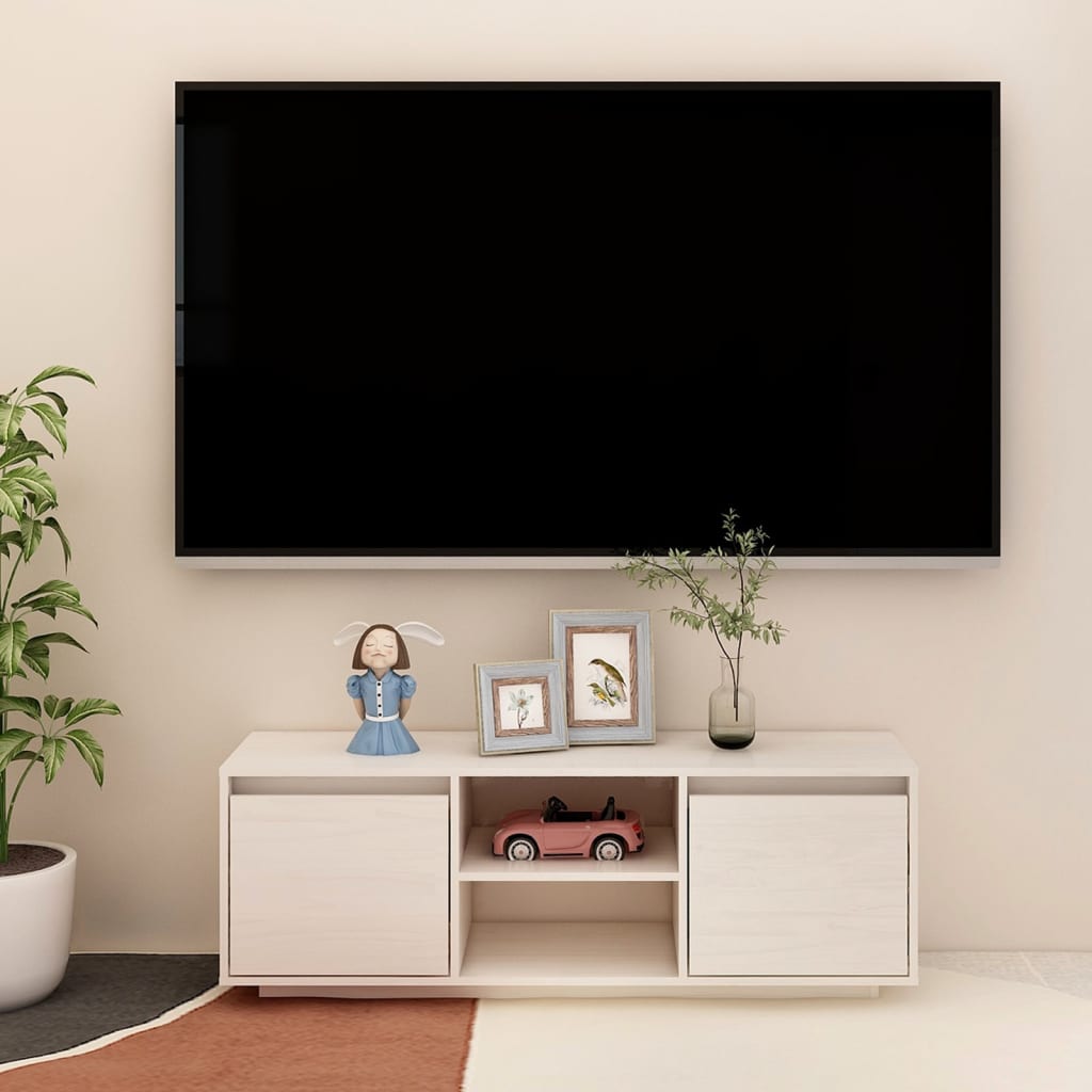 TV-Møbel Hvit Tv-benk 110x30x40 cm heltre furu