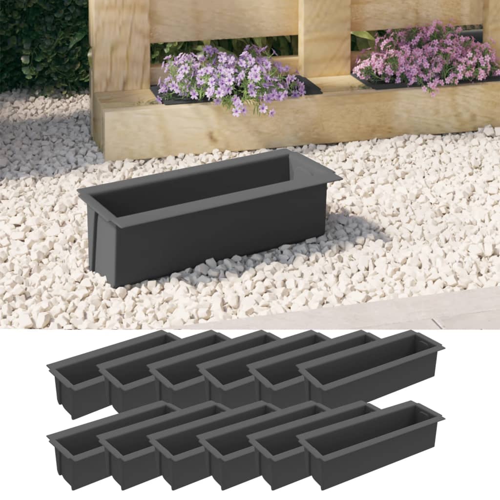 Utendørs Blomsterkasse Plantekasse Polypropen (PP) grå for europaller 12 stk 36x13,5x9,5 cm