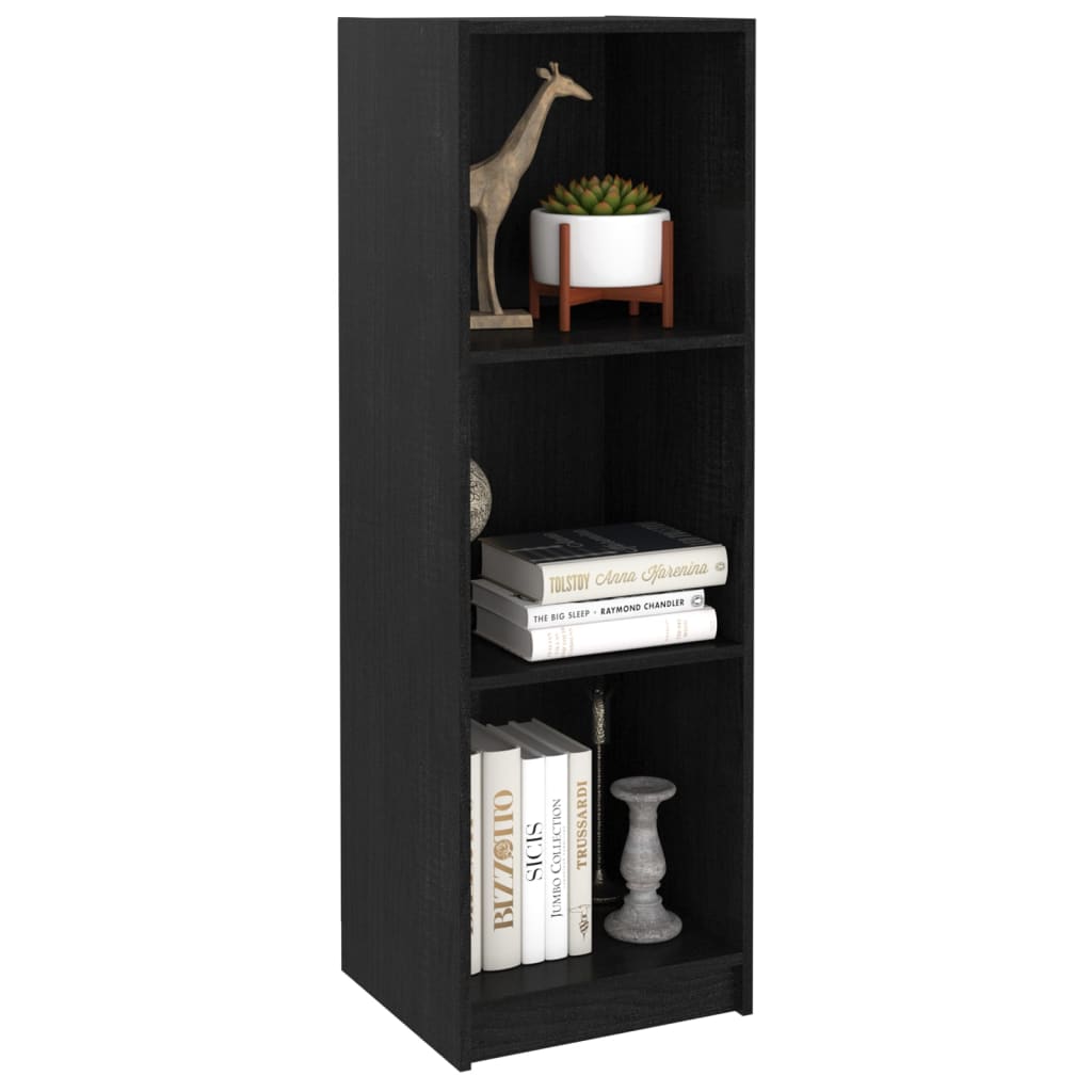 Bokhylle Svart Romdeler 36x33x110 cm heltre furu