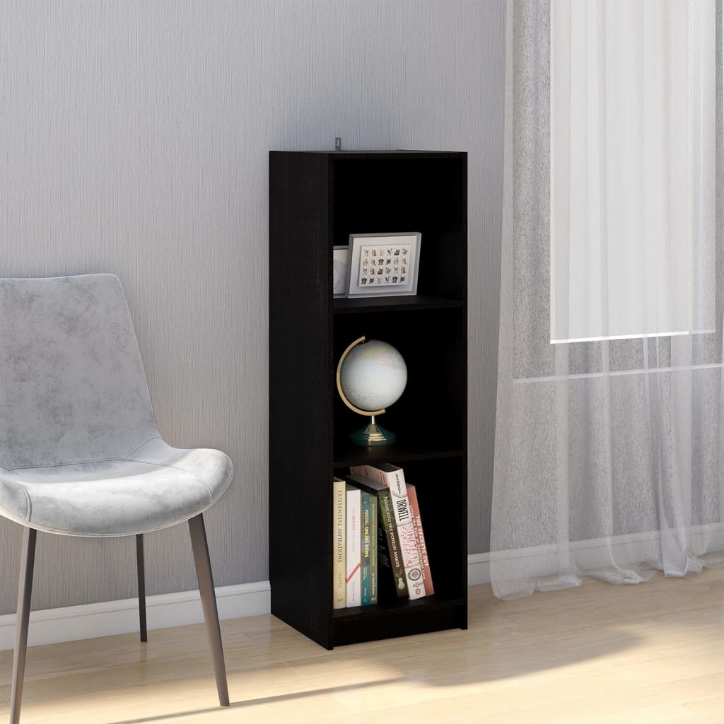 Bokhylle Svart Romdeler 36x33x110 cm heltre furu
