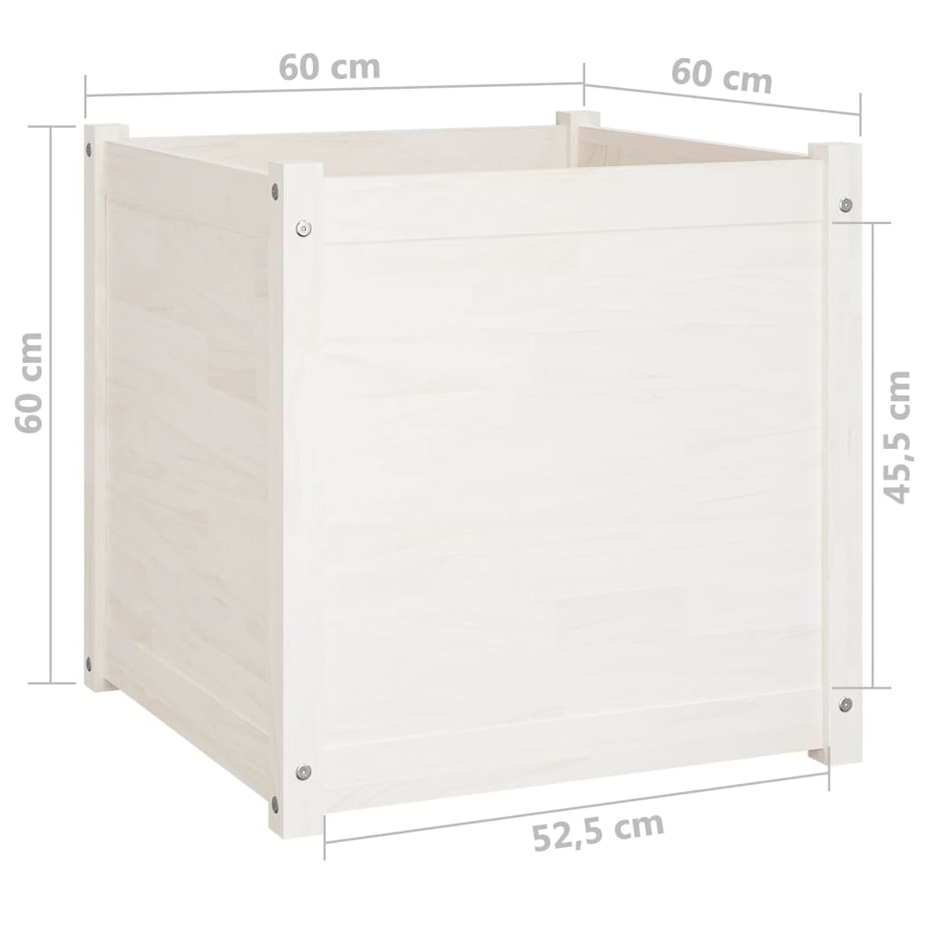 Plantekasser hvit 2 stk 60x60x60 cm heltre furu