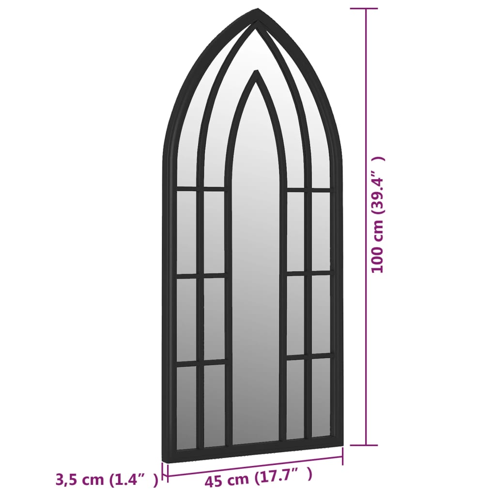 Veggspeil Svart 100x45 cm jern