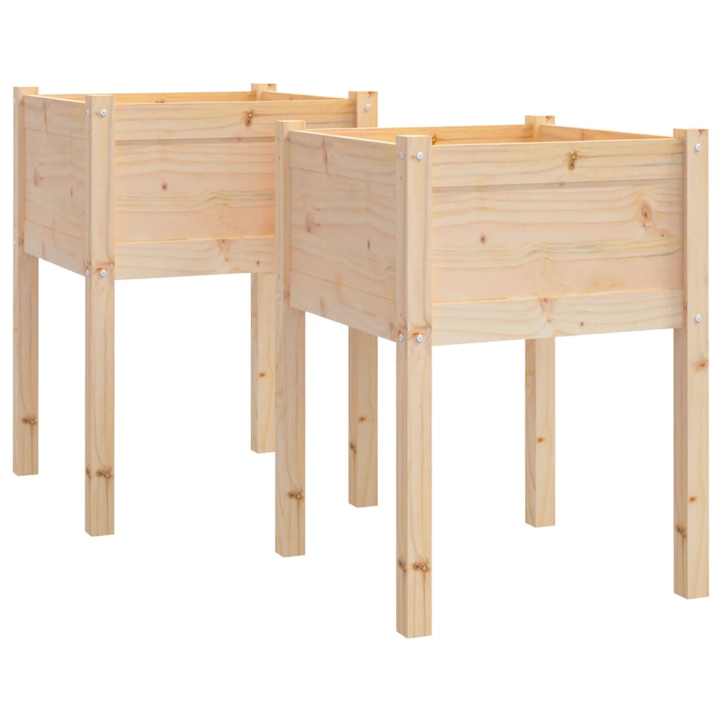 Utendørs Blomsterkasse Plantekasse Tre 2 stk 50x50x70 cm heltre furu