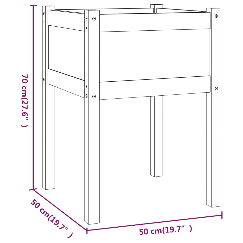 Utendørs Blomsterkasse Plantekasse Tre 2 stk 50x50x70 cm heltre furu