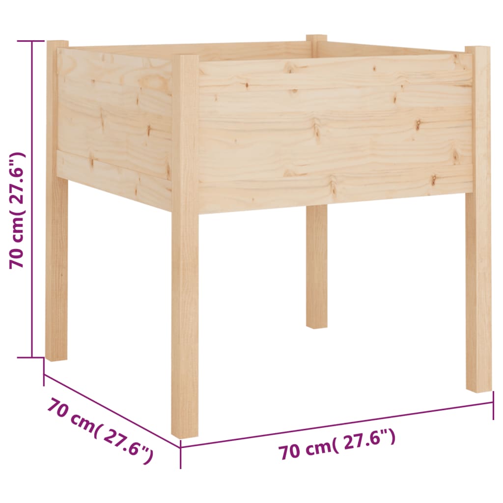 Utendørs Blomsterkasse Plantekasse Tre 70x70x70 cm heltre furu