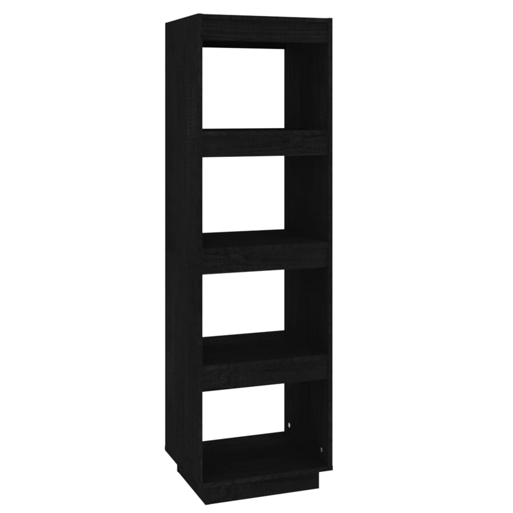 Bokhylle Svart Romdeler 40x35x135 cm heltre furu