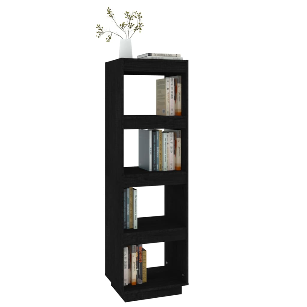 Bokhylle Svart Romdeler 40x35x135 cm heltre furu