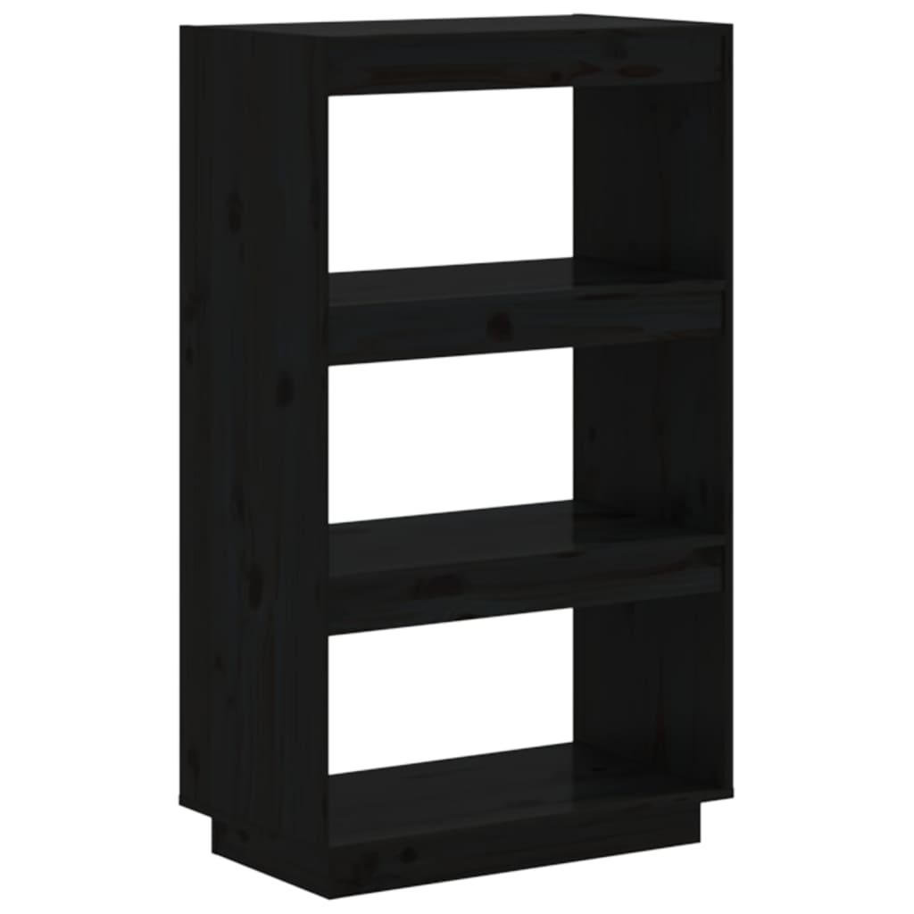 Bokhylle Svart Romdeler 60x35x103 cm heltre furu
