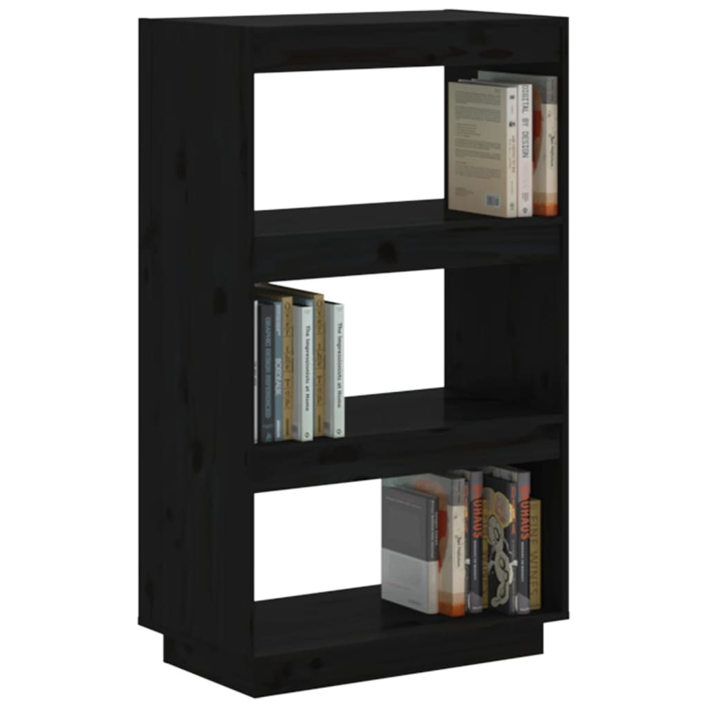 Bokhylle Svart Romdeler 60x35x103 cm heltre furu