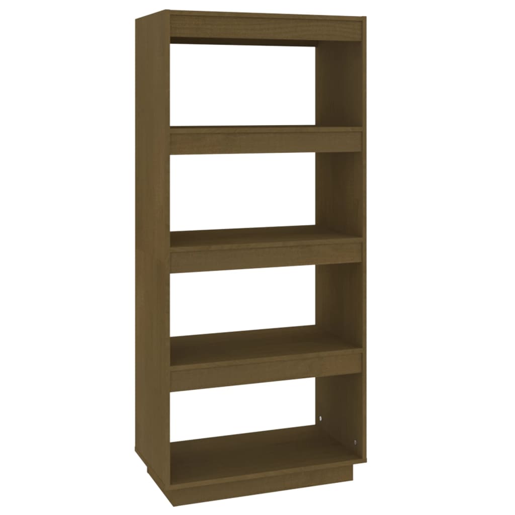 Bokhylle Honningbrun Romdeler 60x35x135 cm heltre furu