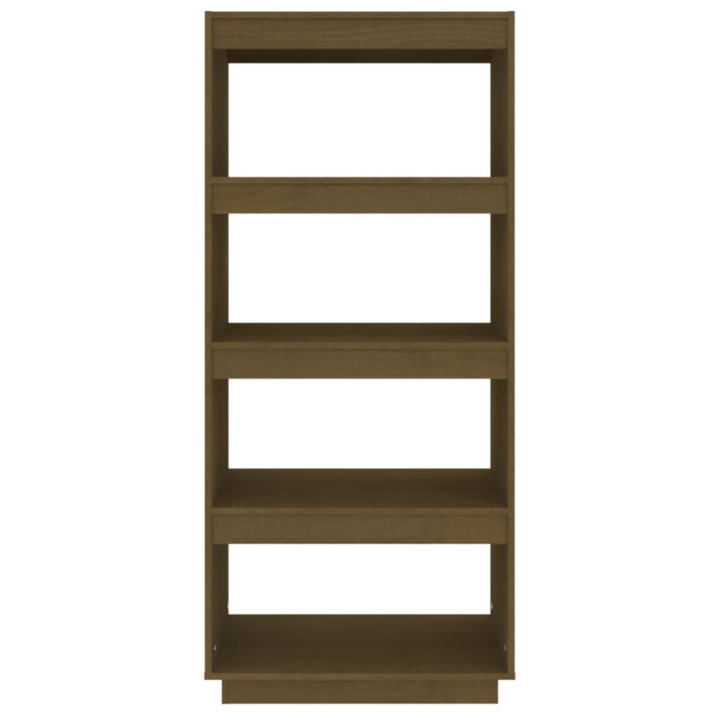 Bokhylle Honningbrun Romdeler 60x35x135 cm heltre furu