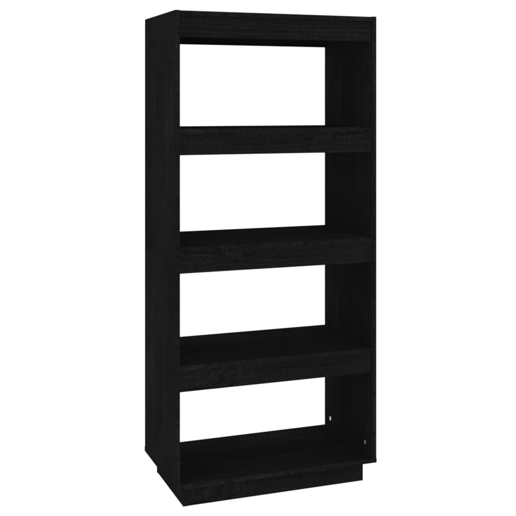 Bokhylle Svart Romdeler 60x35x135 cm heltre furu