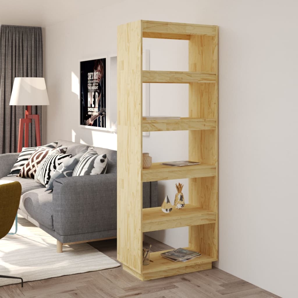 Bokhylle Tre Romdeler 60x35x167 cm heltre furu