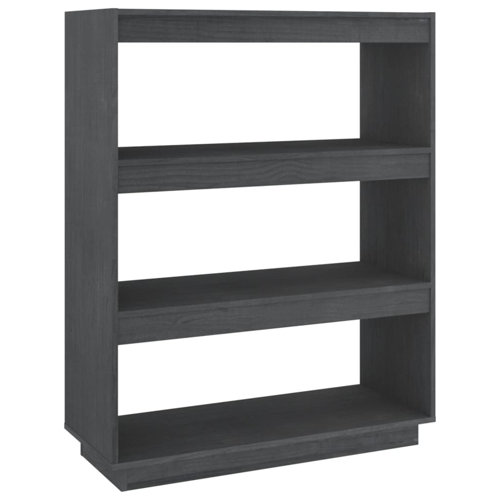 Bokhylle Grå Romdeler 80x35x103 cm heltre furu