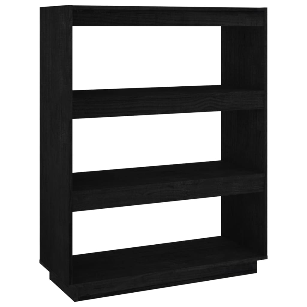 Bokhylle Svart Romdeler 80x35x103 cm heltre furu