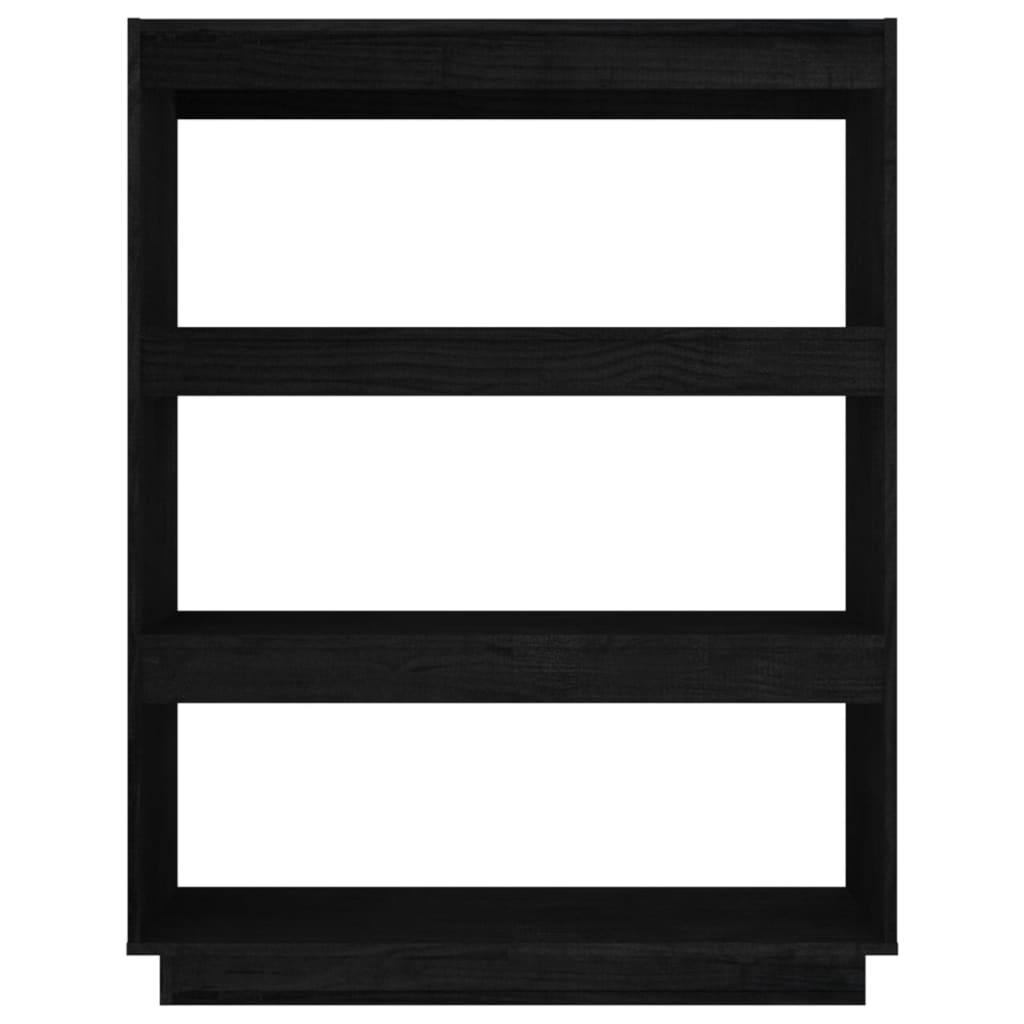 Bokhylle Svart Romdeler 80x35x103 cm heltre furu