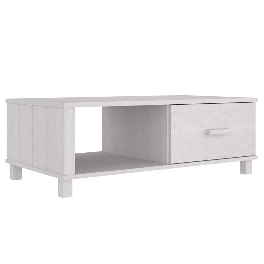 Salongbord Sofabord Hvit HAMAR 100x55x35 cm heltre furu