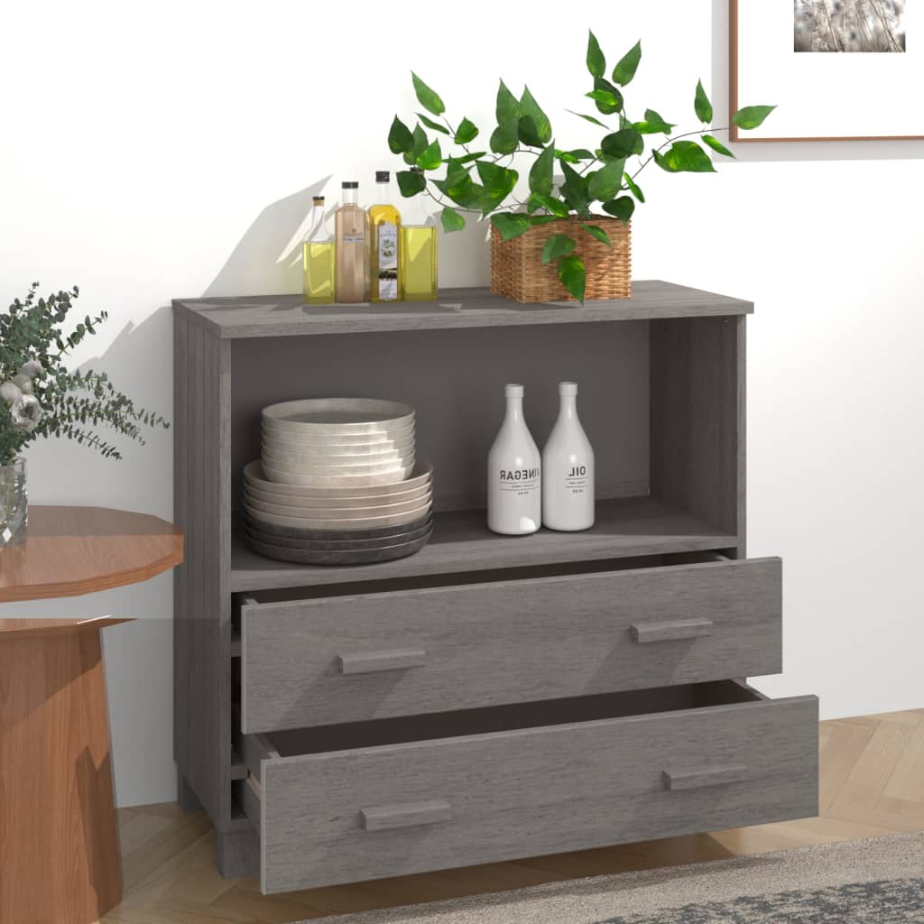 Kommode Grå HAMAR 85x35x80 cm heltre furu