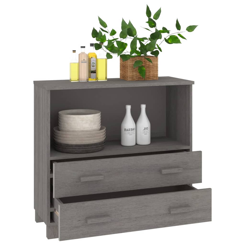 Kommode Grå HAMAR 85x35x80 cm heltre furu