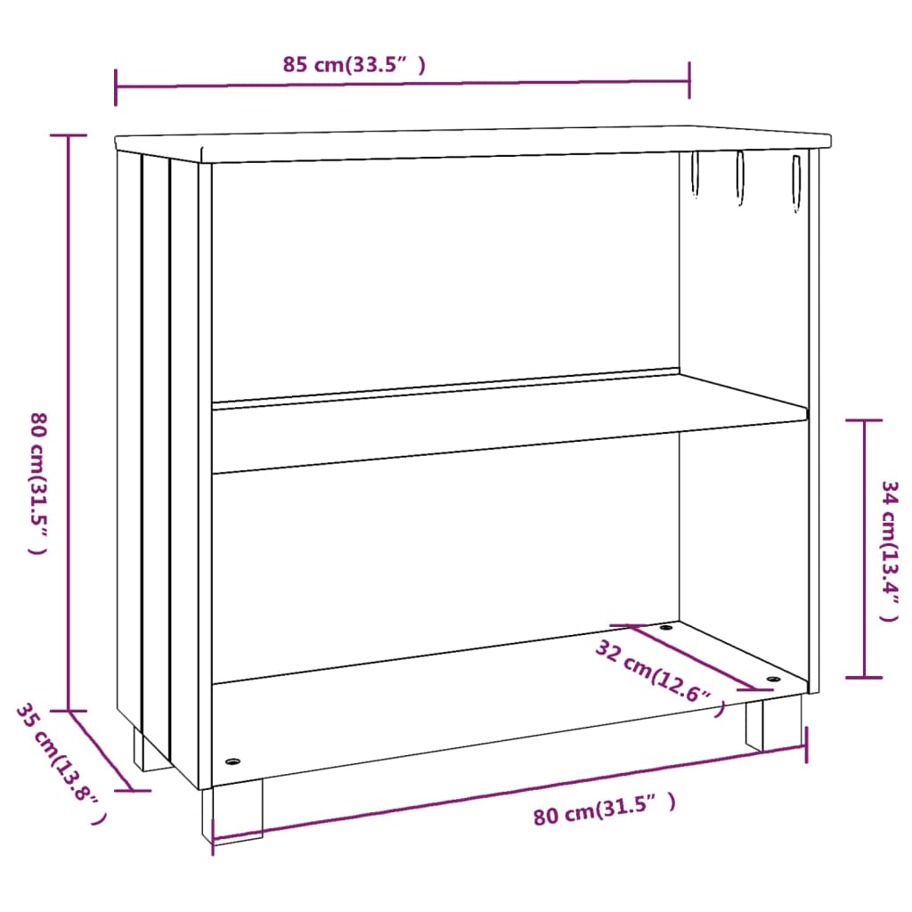 Kommode Grå HAMAR 85x35x80 cm heltre furu