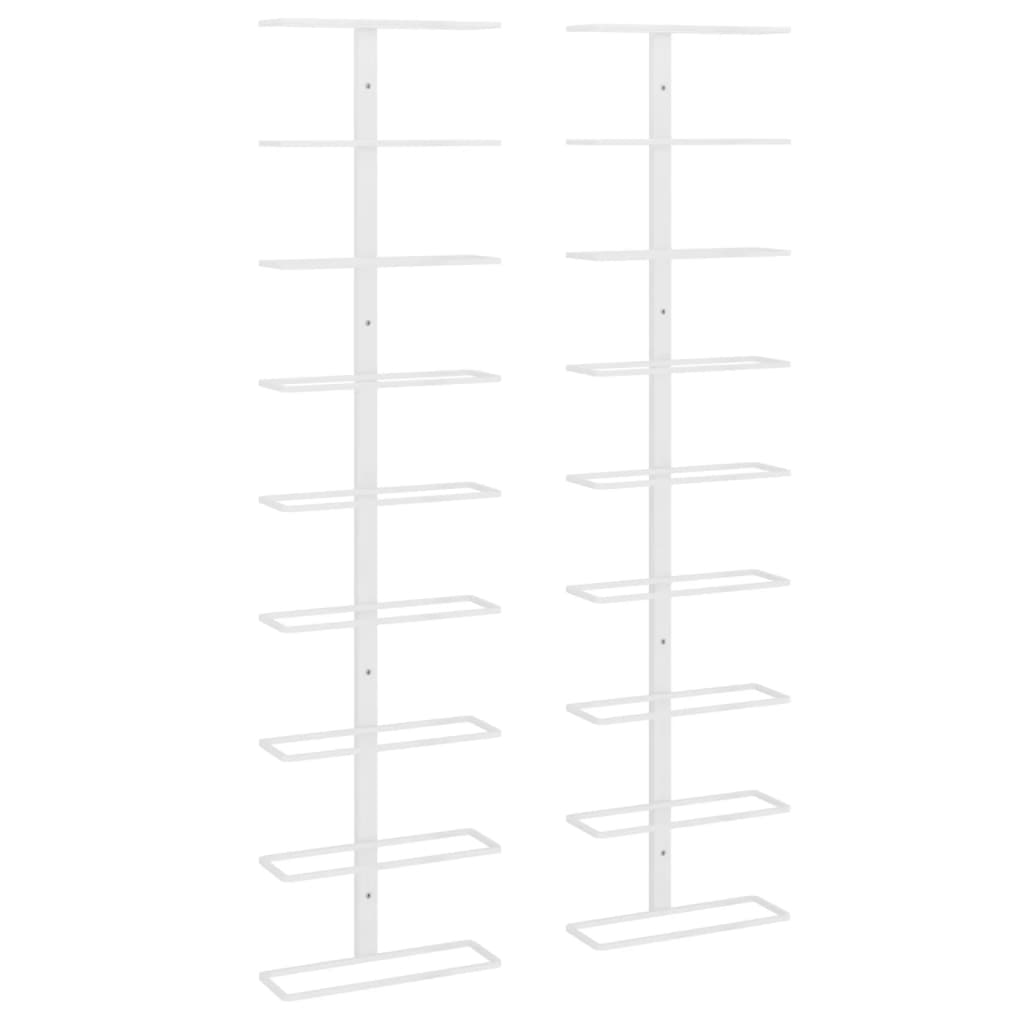 Vinstativ Veggmontert vinstativ for 9 flasker 2 stk Hvit jern