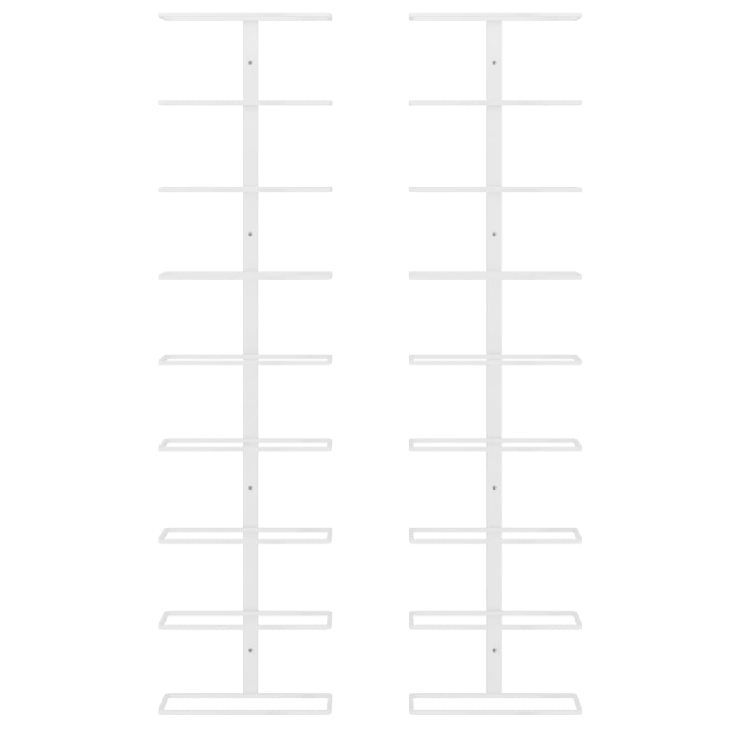 Vinstativ Veggmontert vinstativ for 9 flasker 2 stk Hvit jern